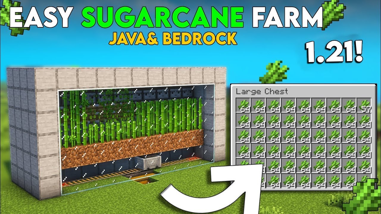 Minecraft 1.21 Automatic Sugarcane Farm / Easy Efficient Sugarcane Farm ...