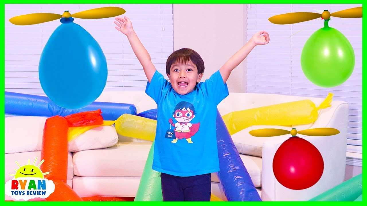 Helicopter Balloon Race with Ryan ToysReview!