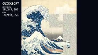 The Great Wave, Reassembled by Quicksort — 1,048,576 Pixels Sorted Into the Original (4K) | 1