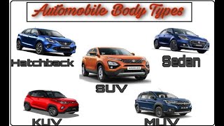 Automobile Body Types - Sedan , Hatchback, SUV, MUV, KUV,Sport utility vehicle (Hindi)