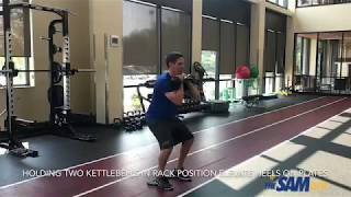 Heels Elevated Double Kettlebell Front Squat