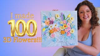 Why I am Recreating Bouquets??? *While piping so many flowers* Thick acrylic paint flowers!