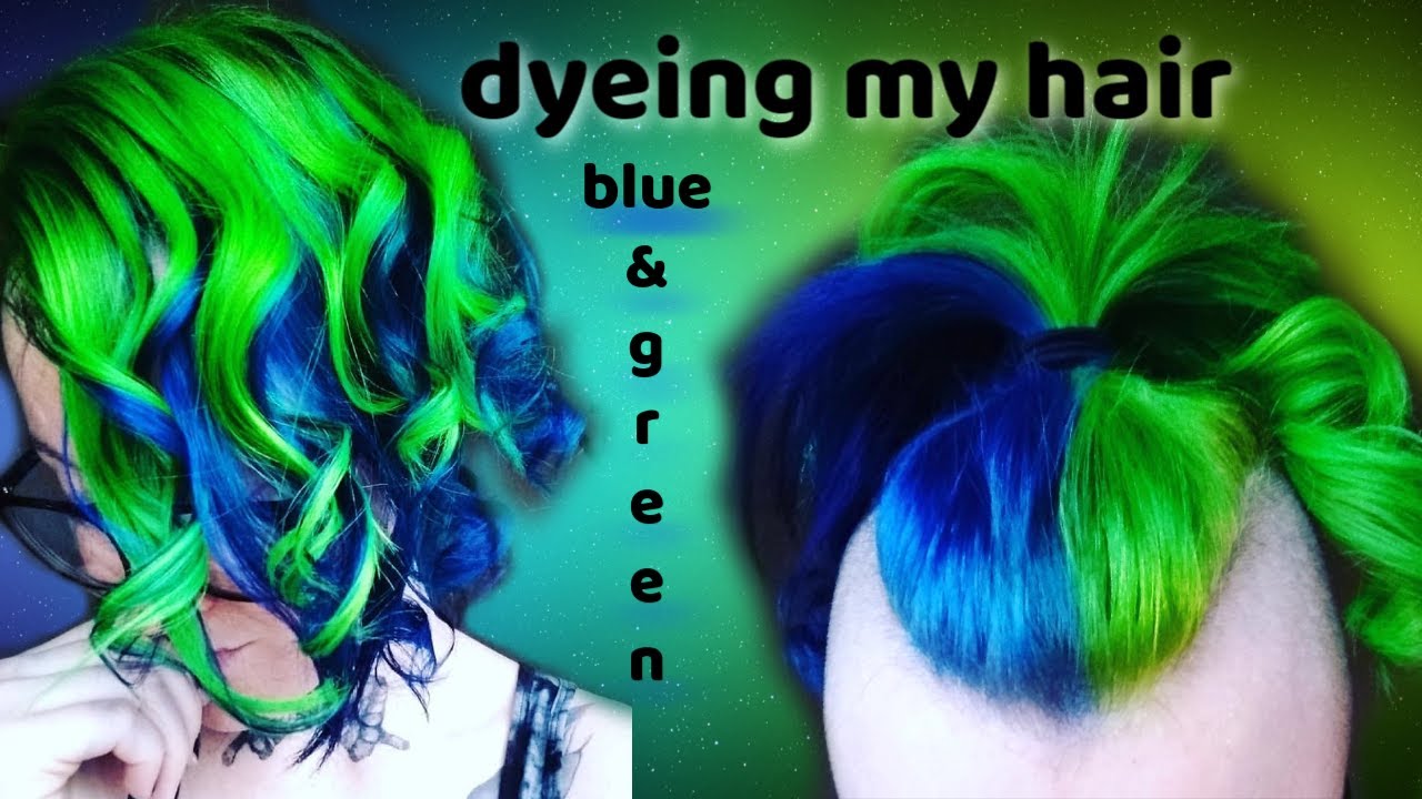 green blue hair tips