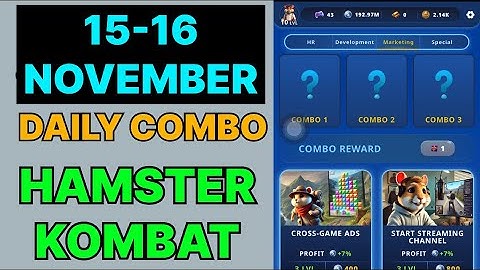 HAMSTER KOMBAT GAMEDEV DAILY COMBO | HAMSTER KOMBAT DAILY COMBO | 15 NOVEMBER HAMSTER DAILY COMBO 