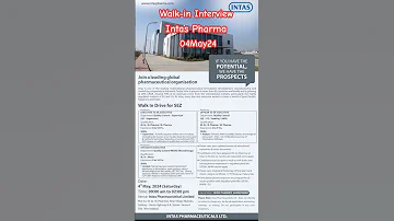 Walk In Interview I Intas Pharma 040524 Job Pharma 