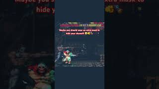 "Maybe you should wear an extra mask, Vega, to hide your shame!"「ベガ、恥ずかしさを隠すためにマスクをもう一枚つけたほうがいいかもね！」