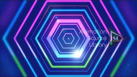 Colorful Hexagon Neon Light Rings Loop Video Full HD Animation Source Library (ASL)