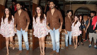 Varun Dhawan With wife Natasha Dalal & Kunal Rawal With wife At Restaurant in Bandra Today