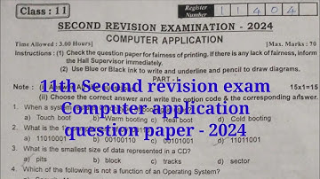 11th std second revision exam Computer application question paper - 2024