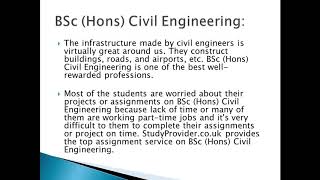 Bsc Hons | Civil | Engineering | Assignment Provider | Studyprovider.co.uk