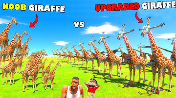 Upgrading NOOB GIRAFFE into UNDEFEATED GHIRAFFE with SHINCHAN and CHOP in Animal Revolt Battle Sim