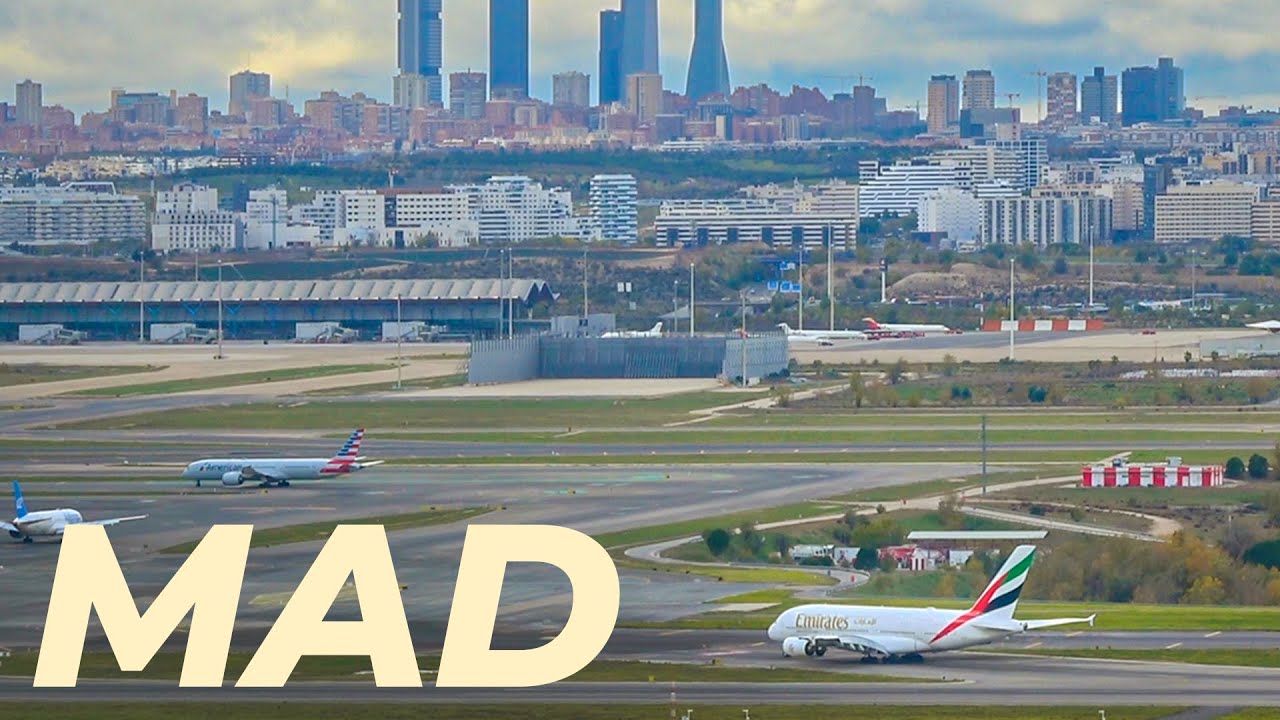 MADRID BARAJAS PLANE ACTION - Landings, airport ground traffic and take-offs!