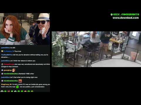 Amouranth and little nicky commenting on their security footage of the fight with the assistant