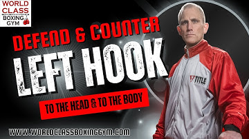 Tegenaanval en verdediging met een linkerhaak naar hoofd en lichaam na een slip met de rechterhan...