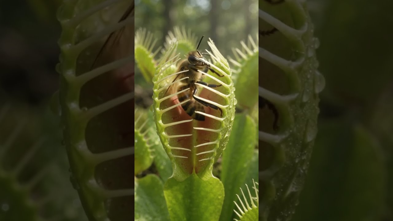 Venus Flytrap vs Honeybee: Nature's Deadliest Trap in Action!#Shorts #VenusFlytrap