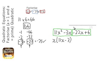 Quadratic Equations: Factorise (a gt 1 and a = prime) Quadratic Algebraically (Grade 7) - OnMaths