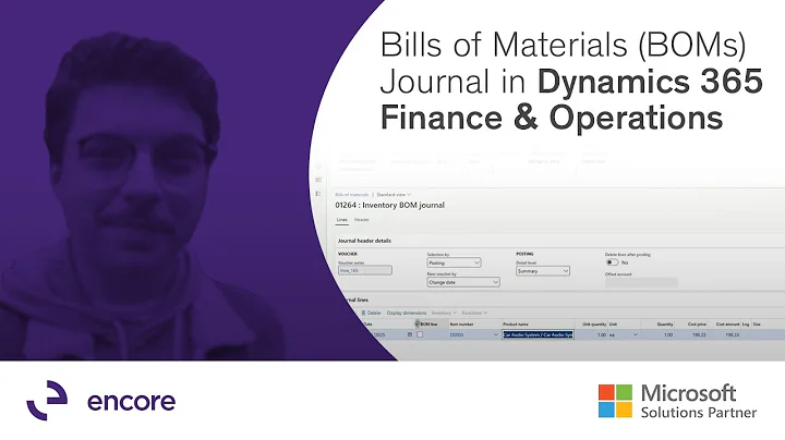 Bills of Materials (BOMs) Journal in Dynamics 365 Finance & Operations