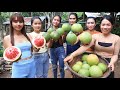 Fresh pomelo in my village and eating pomelo with chili salt - Fresh pomelo