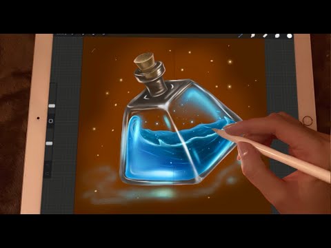 😴 iPad ASMR - Painting a POTION glass 🧪- Clicky Whispers - Writing Sounds