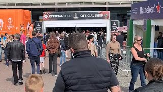 EUROPA LEAGUE FINAL FAN ZONE IN DUBLIN: Bayer And Atalanta Fans Walking together