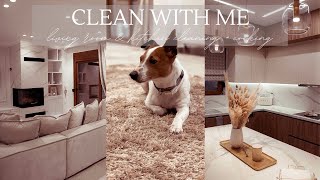 CLEAN WITH ME | living room & kitchen cleaning + cooking ✨