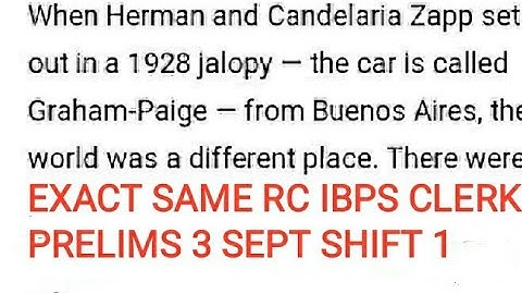 EXACT SAME RC IBPS CLERK 3 SEPT SHIFT 1- HERMAN AND ZAPP INTERNET INFANCY INSULARITY