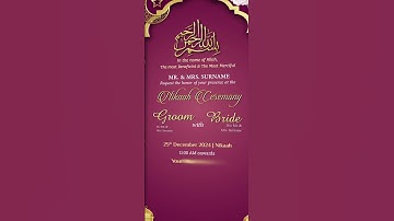 Nikah Invitation Video || Nikah Wedding Invitation Video || Nikah Invitation || W-297