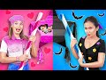 NEW 123 GO! Pink vs Black Challenge | Funny One Color Party Games and Makeovers