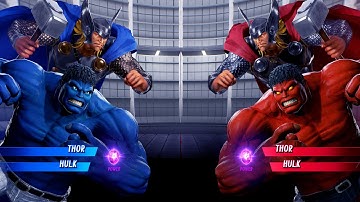 Thor & Blue Hulk vs Thor & Red Hulk (Very Hard) - Marvel vs Capcom | 4K UHD Gameplay