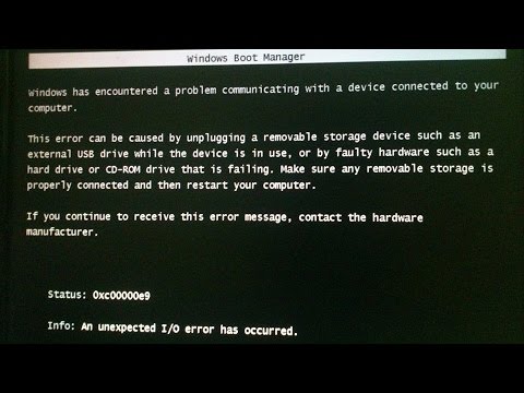 How To FIX Error 0xc00000e9 (unexpected IO Error Occured |SOLVED|