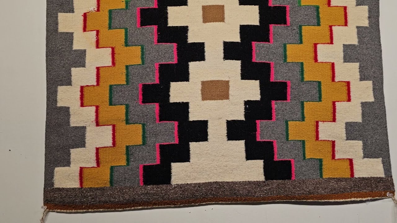 Vintage Native American Navajo Rug in a Geometric Pattern with Bright Colors 1658, 2’ 9” x 3’ 8”
