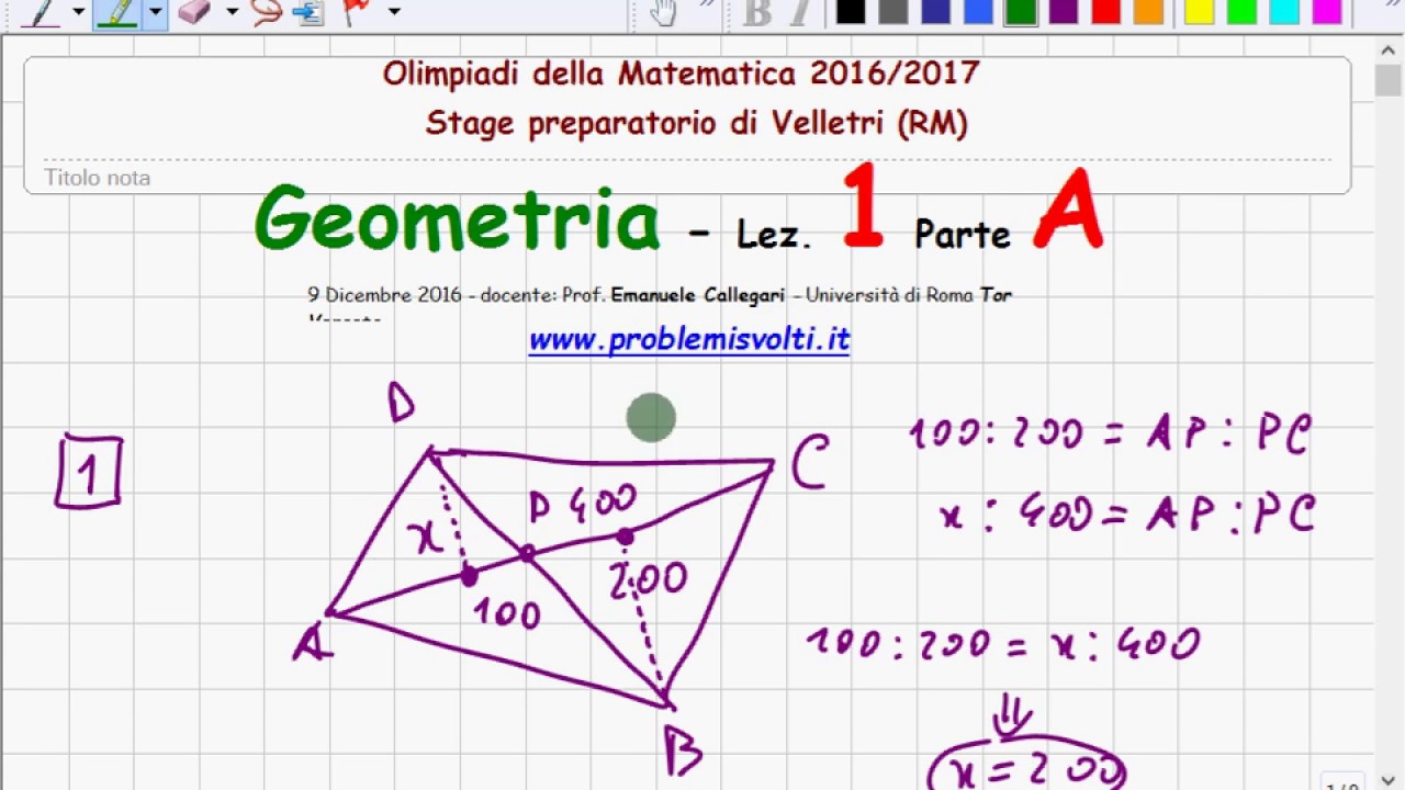 Stage Olimpiadi Matematica Velletri 2016/17 Geometria Lez.1 parte A-parziale
