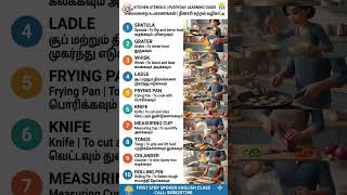 Everyday Learning Guide: Kitchen Tools🔪🍳🍳🍽 #shorts #shortsfeed #english  #viral #trending #cooking