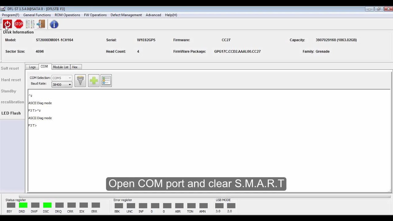 sløjfe hjælpemotor Sportsmand How To Reset Smart Simply By DFL-SRP USB3.0 For Seagate Firmware Repair -  YouTube