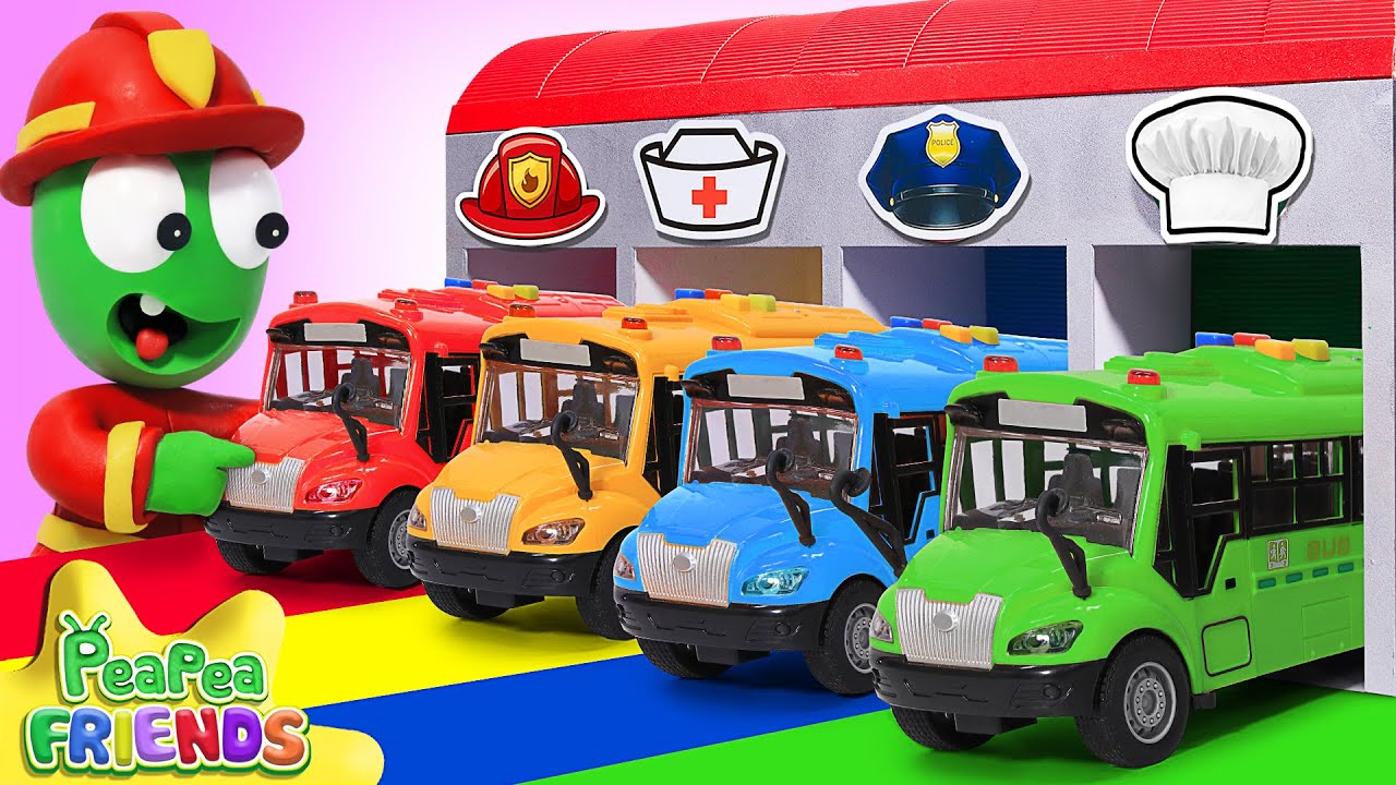 Pea Pea Explores Colorful Job Bus Garage – Which Bus Will He Pick? 🌈🚍