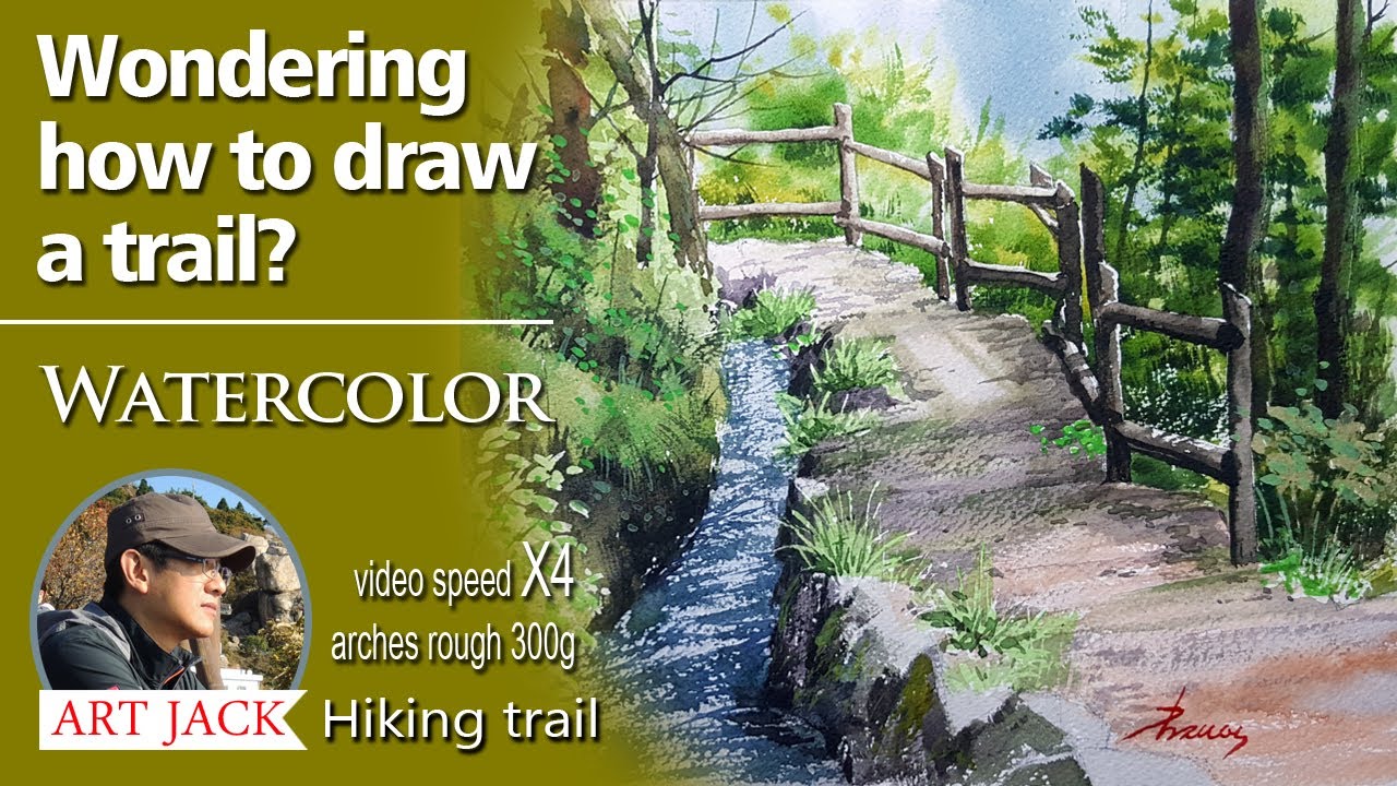 Watercolor healing landscape painting | Wondering how to draw a trail ...