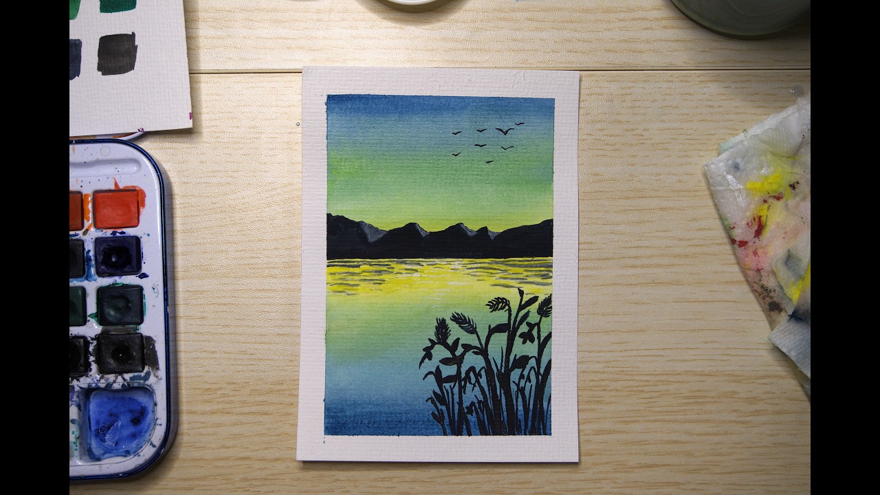 Paint With Me – Cozy & Easy Watercolor Sunset 🌿 - YouTube