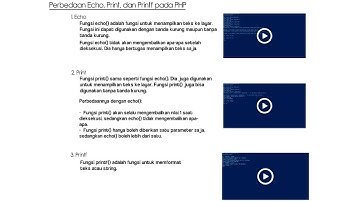 Perbedaan Echo, Print, dan Printf pada Bahasa Pemrograman PHP - [ Penjelasan Lengkap - PABW