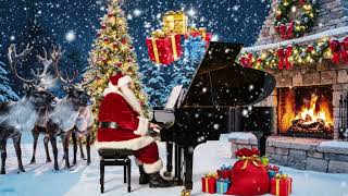 Santa Performing Soft Piano in Winter Cabin with Snowy Night Ambience and Fireplace Warmth screenshot 1