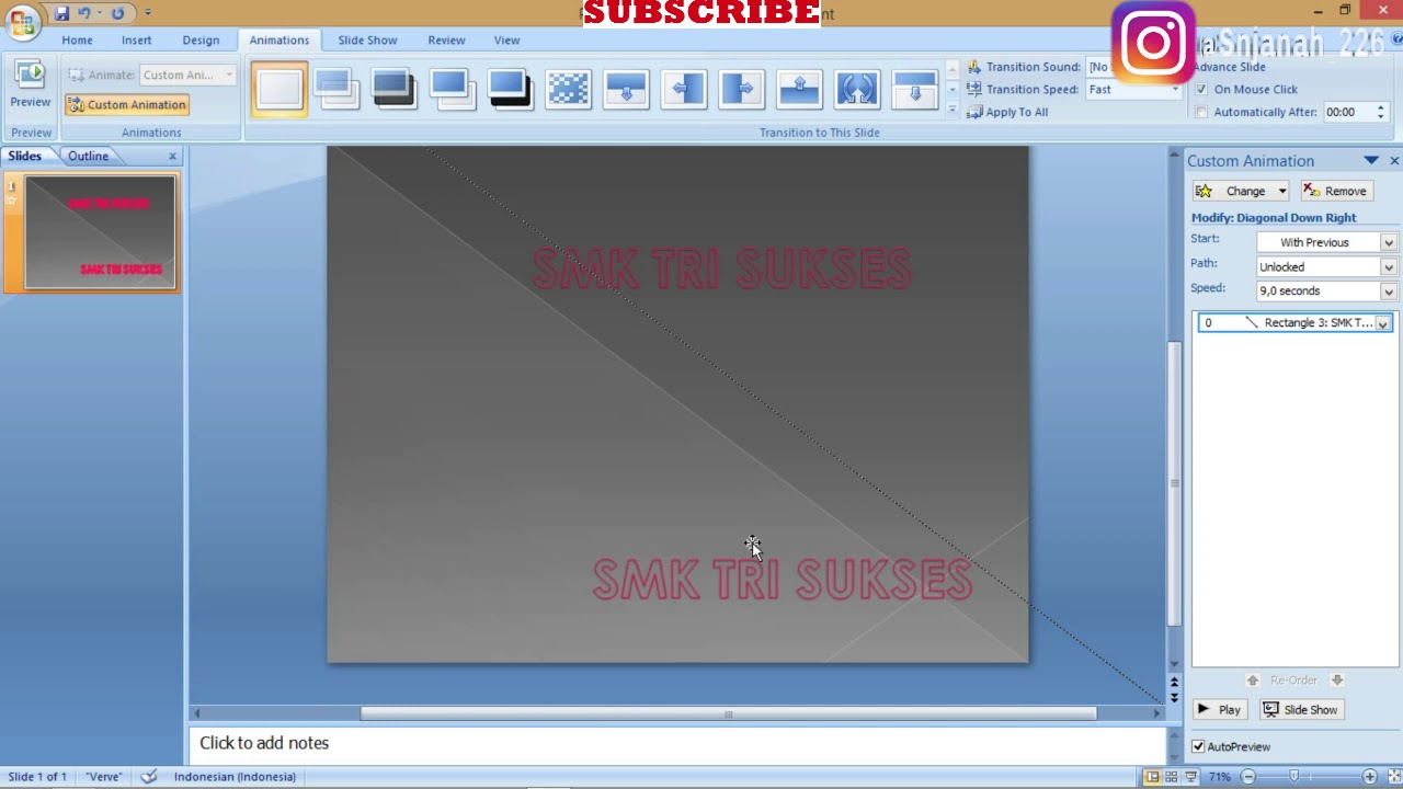 Tutorial PowerPoint  2007 Cara membuat efek  animasi  pada 