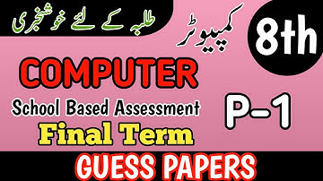 Class 8 Computer P-1 Paper Annual Term School Based Assessment 2024 | 3rd Term paper 8 Class