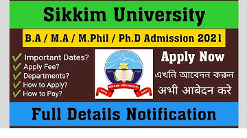 Sikkim University BA/MA/M.Phil/Ph.D Admission 2021❗Ph.D & M.Phil/BA/MA Admission Central University❗