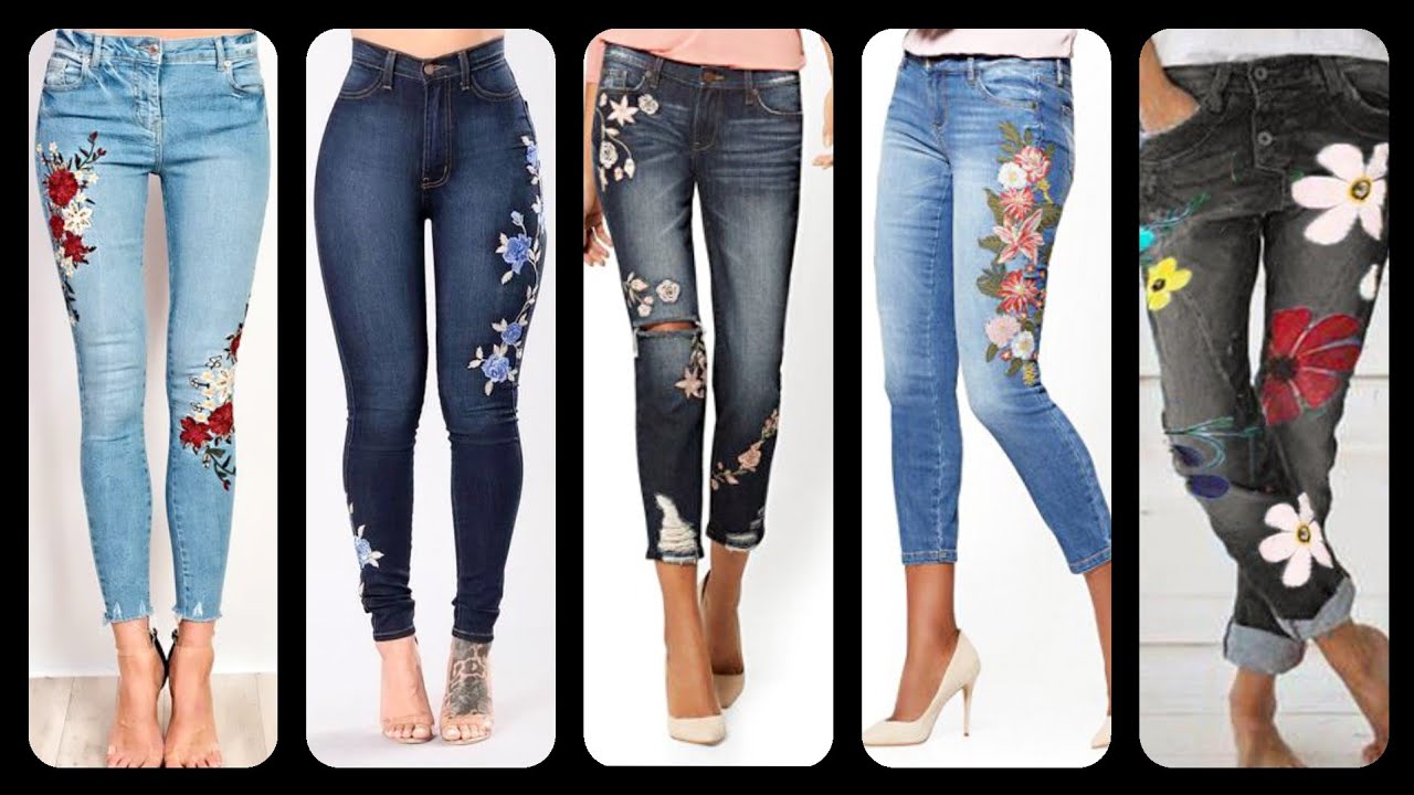 embroidery jeans pants