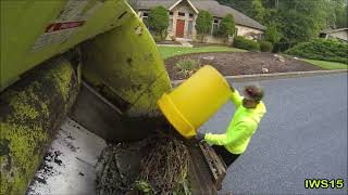 Rear Loader Collecting Yard Waste • Hopper View