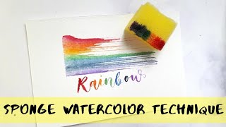 Rainbow Sponge Watercolor Technique