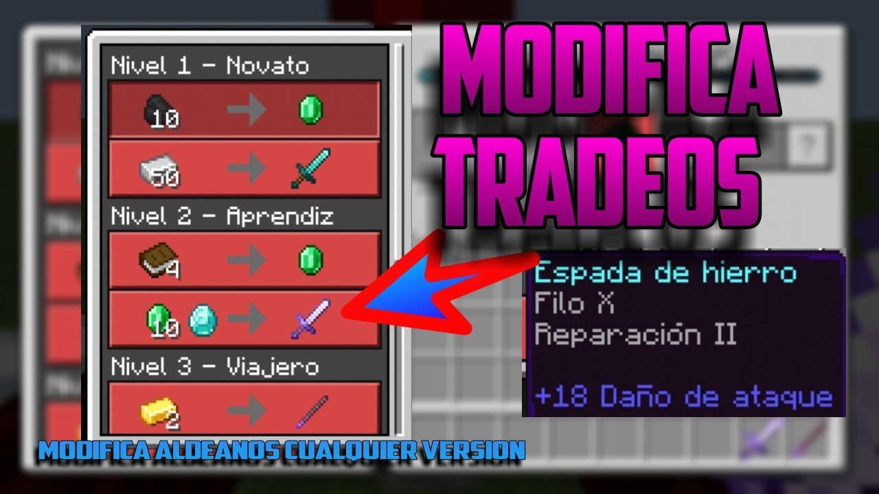 Como modificar aldeanos/TRADEOS en minecraft pe cualquier version - YouTube