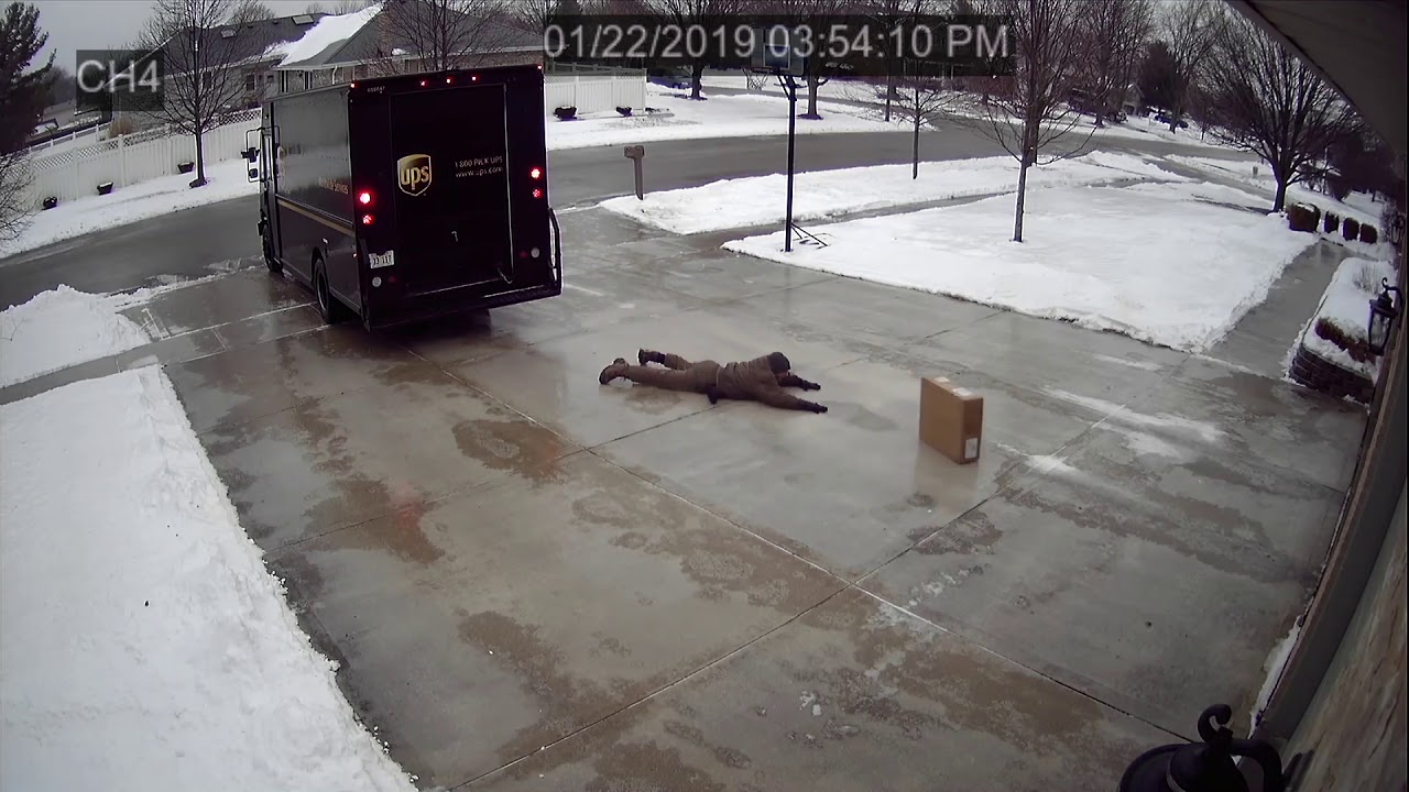 UPS Delivery Guy vs Icy Driveway
