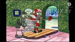 Squidward kicks out the zombies (PvZ meme)