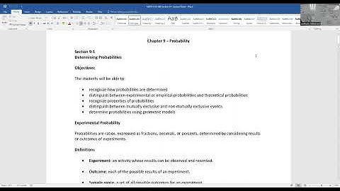 MATH 3133 Section 9.1 Determining Probabilities - Part 1