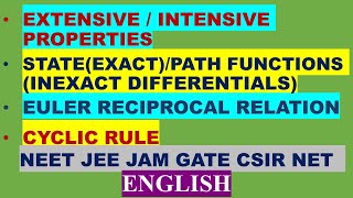 (ENGLISH) EXTENSIVE INTENSIVE STATE(EXACT) PATH FUNCTION (INEXACT DIF. EULER RECIPROCAL CYCLIC RULE